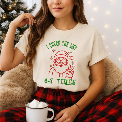I Check the List 6–7 Times Embroidery Design, Cute Santa Peace Sign Christmas Embroidery Pattern, Christmas Meme Machine Embroidery File Embroidery/Applique DESIGNS HappyDesignStudio 