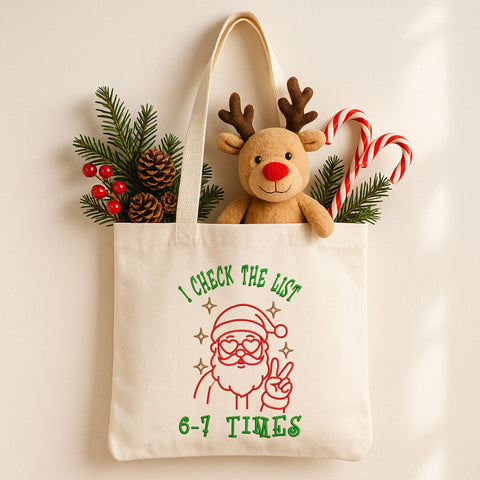 I Check the List 6–7 Times Embroidery Design, Cute Santa Peace Sign Christmas Embroidery Pattern, Christmas Meme Machine Embroidery File Embroidery/Applique DESIGNS HappyDesignStudio 