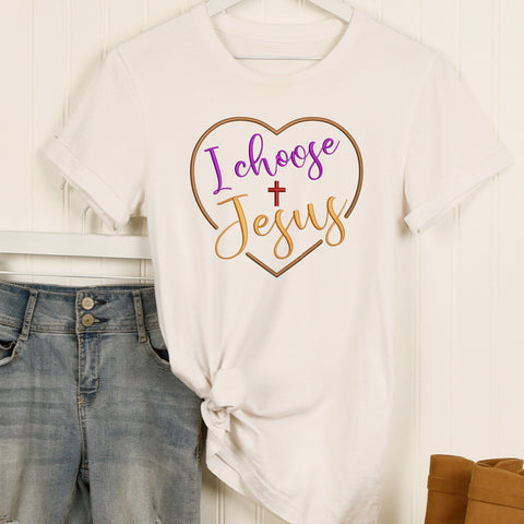 I Choose Jesus Embroidery Design, Christian Heart Cross PES DST EXP, Faith Machine Embroidery File, Jesus Christ Embroidery Embroidery/Applique DESIGNS HappyDesignStudio 