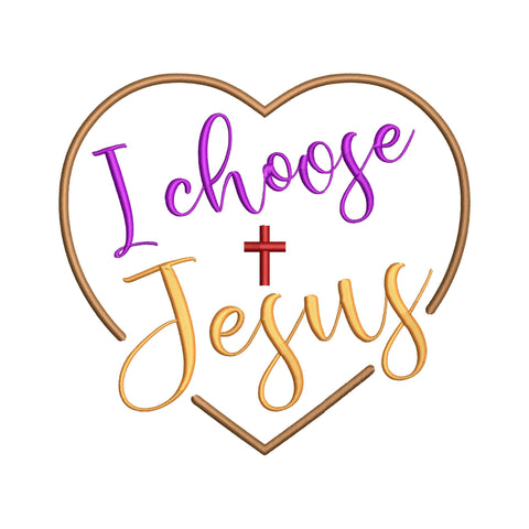 I Choose Jesus Embroidery Design, Christian Heart Cross PES DST EXP, Faith Machine Embroidery File, Jesus Christ Embroidery Embroidery/Applique DESIGNS HappyDesignStudio 