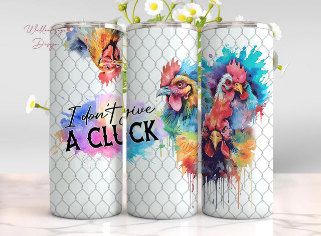 I Don'T Give A Cluck 40 Oz Quencher Tumbler Sublimation Design Funny Chicken Farm Animal Digital Png Wrap Waterslide Download Sublimation WillowSageDesign 