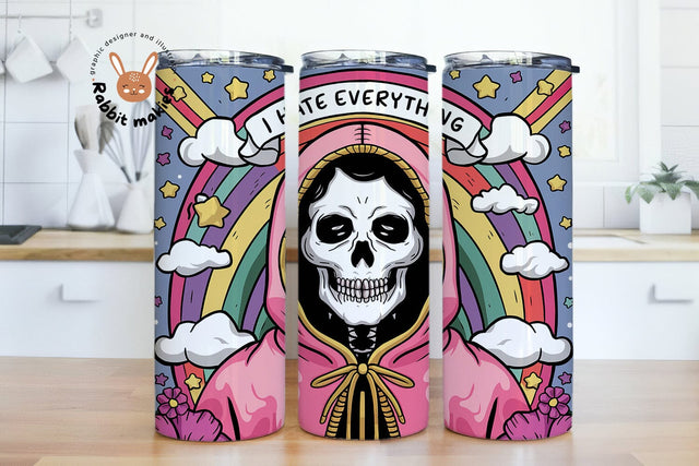I Hate Everything Sublimation Design, Funny Sarcastic Skeleton Clipart, Snarky Skeleton PNG, Sad Skeleton Digital Download Sublimation Rabbitmakies 