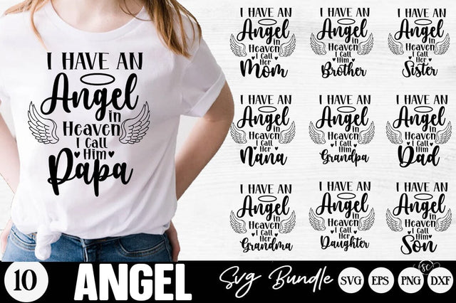 I have an Angel in Heaven I Call Her Mom , Angel Family SVG Bundle SVG Svgcraft 