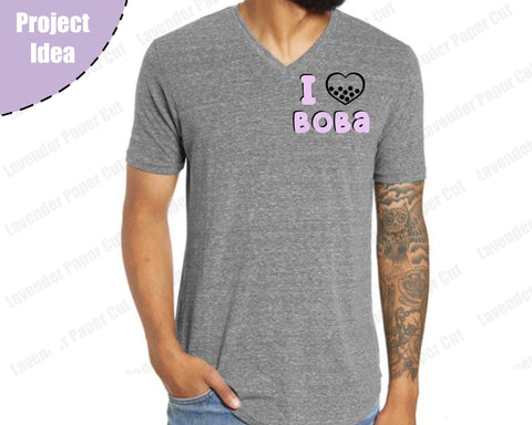 I Heart Boba SVG Cut File for Cricut and Silhouette, make tshirts, sweatshirts, or mugs SVG Lavender Paper Cut 
