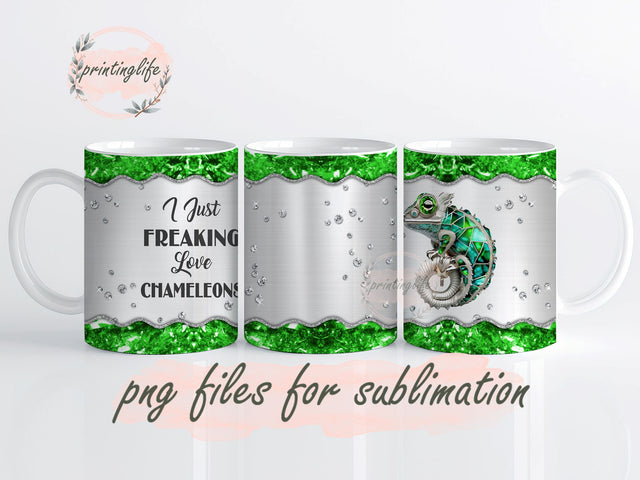 I Just Freaking Love Chameleons Mug Wrap Design, Instant Digital Design Download Mug Wrap Design, Mug Design PNG Sublimation PrintingLife 
