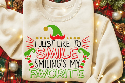 I Just Like To Smile| Funny Christmas Elf SVG Cutting Files. SVG CosmosFineArt 