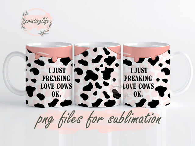 I Just Love Cows Cow Mug Wrap Design, Instant Digital Design Download Mug Wrap Design, Mug Design PNG Sublimation PrintingLife 