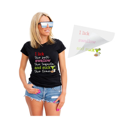I Lick Cinco De Mayo in White DTF Transfer Physical So Fontsy T-Shirt Iron-On Transfer Shop