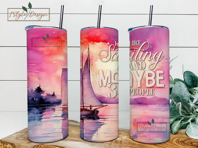 I like Sailing and Maybe 3 People PNG Tumbler Wrap, Sublimation Tumbler file, 20 oz. Skinny Tumblers, Instant Digital Download, PNG, Sublimation iStyleDesign 
