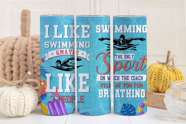 I Like Swimming Tumbler, Swimming Tumbler Wrap PNG, Swimming 20 oz Skinny Tumbler Sublimation Design, Instant Download Sublimation BouDesign 