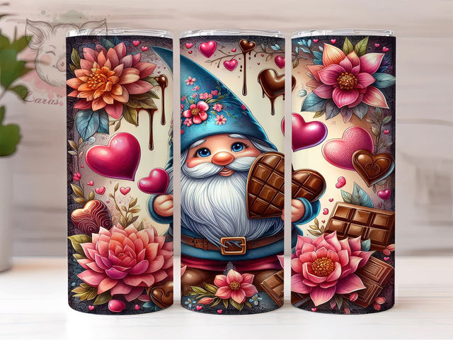 I Love Chocolate Gnome 20 oz Skinny Tumbler Sublimation Design, Straight & Tapered Tumbler Png, Gnome Chocolate Tumbler Png, Digital Download PNG Sublimation Lara' s Designs 