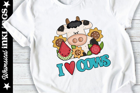 I love Cows Sublimation PNG Sublimation Whimsical Inklings 