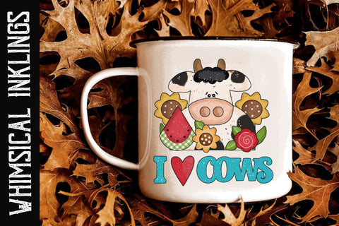 I love Cows Sublimation PNG Sublimation Whimsical Inklings 