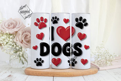 I Love Dogs 20oz Tumbler Wrap Sublimation sassyprint 