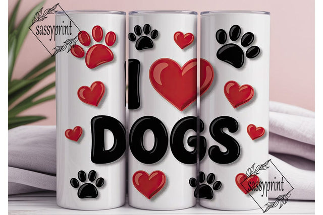 I Love Dogs 20oz Tumbler Wrap Sublimation sassyprint 