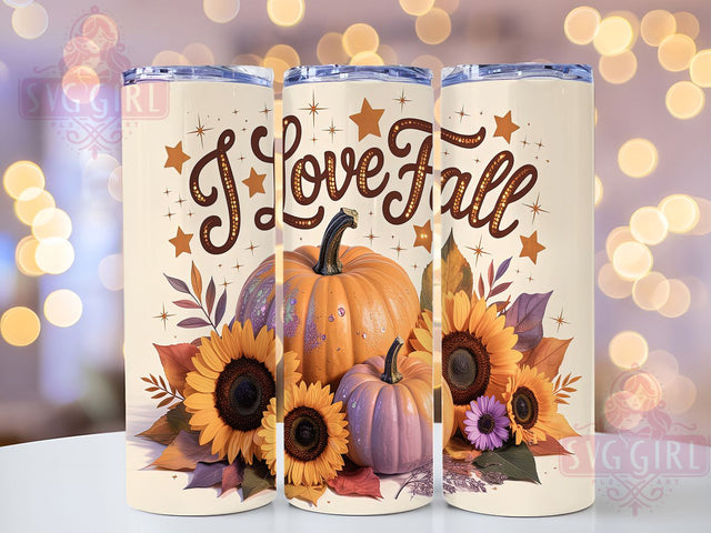 I Love Fall Pumpkin Spice Tumbler, Pumpkin Tumbler Wrap, Fall Mug Design, 20oz Sublimation, Autumn Pumpkin Cup, Cozy Fall Tumbler, Pumpkin Spice Wrap Sublimation SvggirlplusArt 