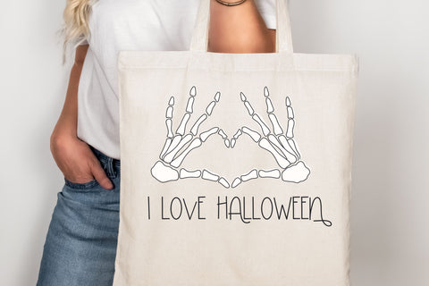 I Love Halloween SVG for Cricut, Sarcastic Skeleton PNG or Stickers, Sublimation, TShirts, & More, Skeleton Hands Heart Sticker SVG Designing Digitals 