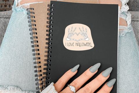 I Love Halloween SVG for Cricut, Sarcastic Skeleton PNG or Stickers, Sublimation, TShirts, & More, Skeleton Hands Heart Sticker SVG Designing Digitals 