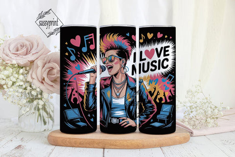 I Love Music 20oz Tumbler Wrap Sublimation sassyprint 