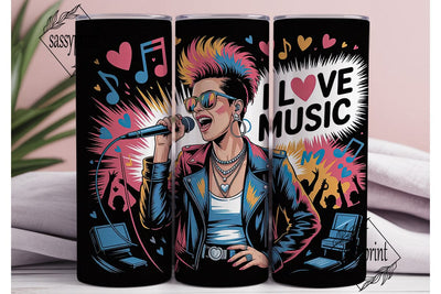 I Love Music 20oz Tumbler Wrap Sublimation sassyprint 