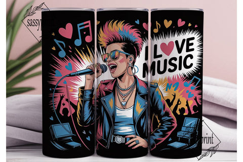 I Love Music 20oz Tumbler Wrap Sublimation sassyprint 