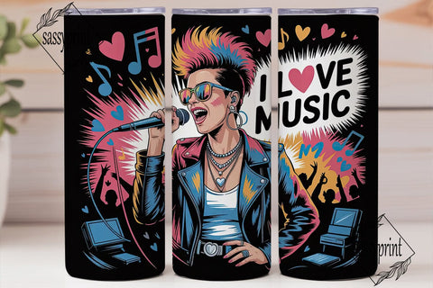 I Love Music 20oz Tumbler Wrap Sublimation sassyprint 
