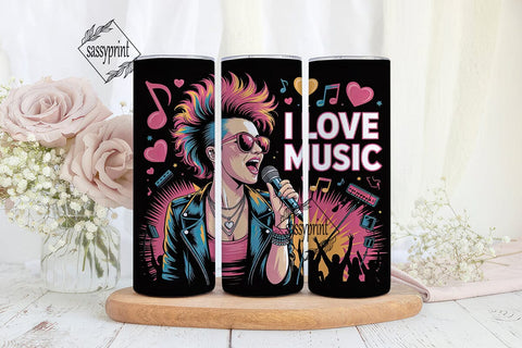 I Love Music 20oz Tumbler Wrap Sublimation sassyprint 