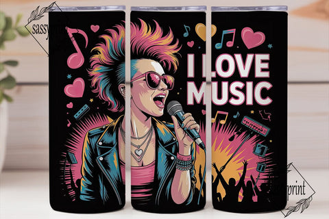 I Love Music 20oz Tumbler Wrap Sublimation sassyprint 