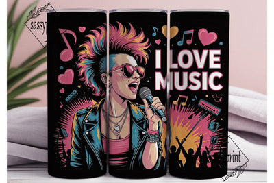 I Love Music 20oz Tumbler Wrap Sublimation sassyprint 