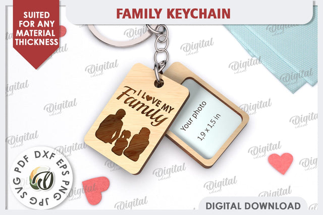 I Love My Family SVG. Family Keychain Laser Cut SVG Evgenyia Guschina 