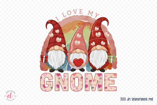 I Love My Gnome, Valentines Day Gnomes Sublimation Sublimation CraftLabSVG 