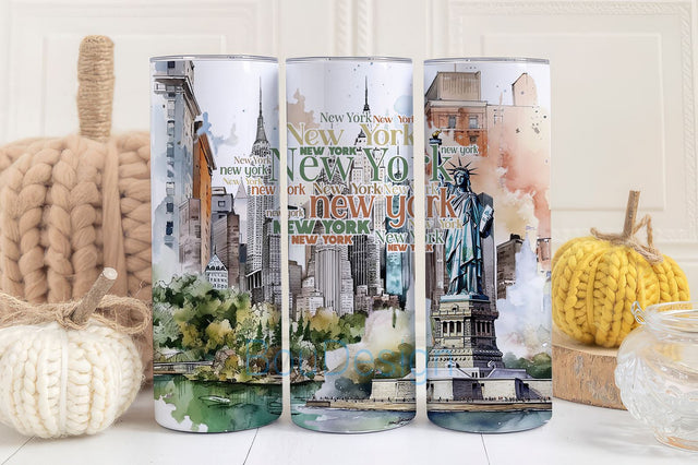 I Love New York USA Travel Tourist 20oz Skinny Tumbler Wrap PNG Sublimation Designs Straight and Tapered Download Sublimation BouDesign 