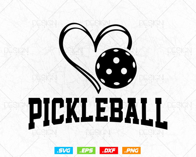 I Love Pickleball with Heart Shape Svg Png Files, Paddleball Clipart Cut File for Cute Match with Player Supporter, Instant Download SVG DesignDestine 