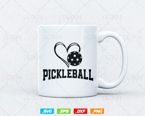 I Love Pickleball with Heart Shape Svg Png Files, Paddleball Clipart Cut File for Cute Match with Player Supporter, Instant Download SVG DesignDestine 