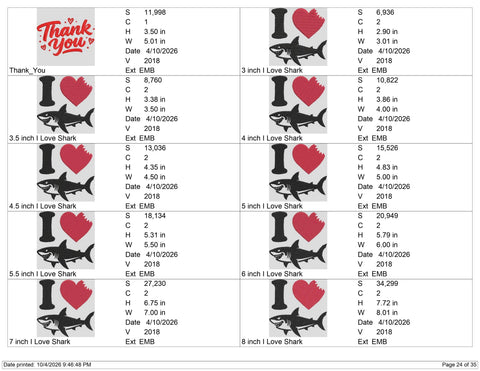 I Love Sharks Embroidery Design – Shark Bite Heart Great White Shark Machine Embroidery File Embroidery/Applique DESIGNS PatternFeed8 