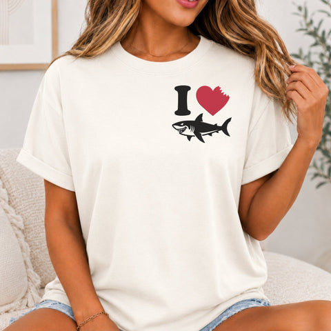 I Love Sharks Embroidery Design – Shark Bite Heart Great White Shark Machine Embroidery File Embroidery/Applique DESIGNS PatternFeed8 