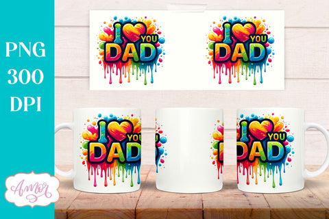 I love you dad mug wrap PNG, Father's Day mug sublimation Sublimation Amorclipart 