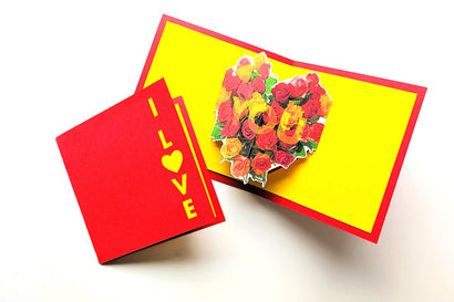 I Love You Heart Bouquet Pop Up Card Print and Cut SVG 3D Paper Risa Rocks It 
