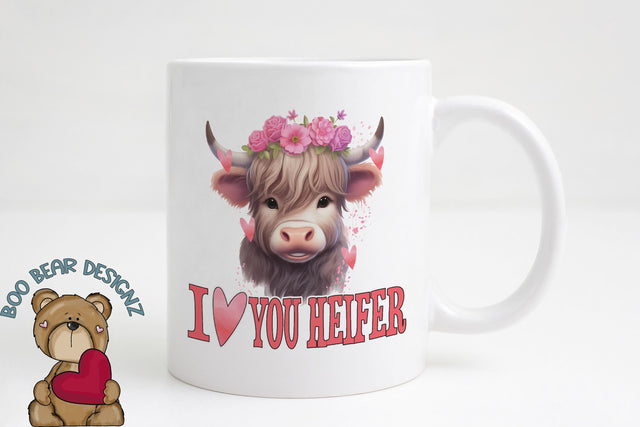 I love you Heifer Sublimation design Sublimation Boo Bear Designz 