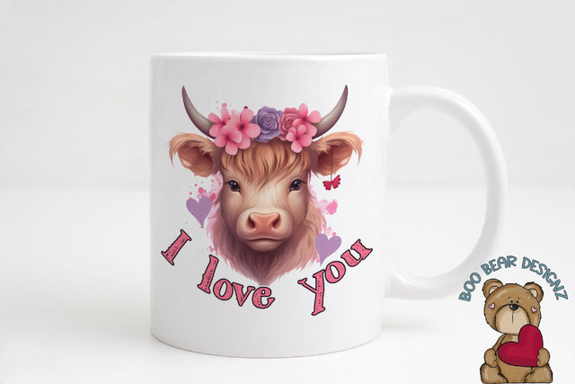 I love you Highland Cow Sublimation Sublimation Boo Bear Designz 