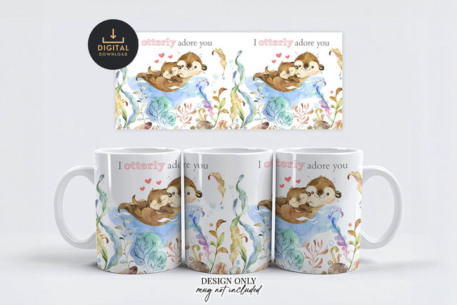 I Otterly Adore You Mug Wrap PNG, 11oz Sublimation Design Sublimation BijouBay 