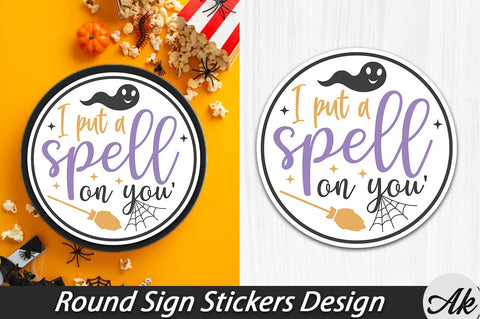 I put a spell on you' Round Sign Stickers Design SVG akazaddesign 