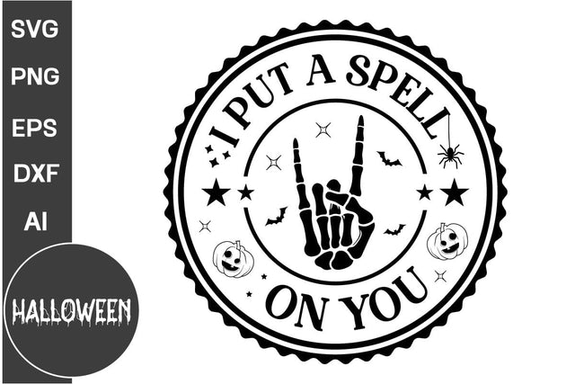 I Put A Spell On You Round Sign SVG, Farmhouse Halloween Round Sign SVG, Halloween SVG Design SVG DesignPlante 503 