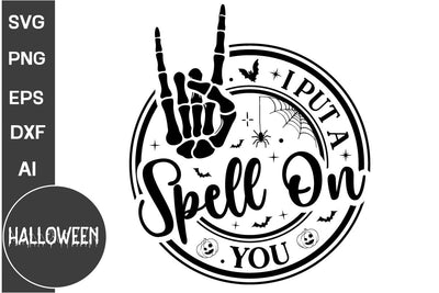 I Put A Spell On You Round Sign SVG, Farmhouse Halloween Round Sign SVG, Halloween SVG Design SVG DesignPlante 503 