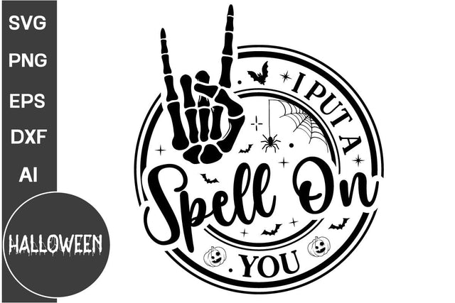 I Put A Spell On You Round Sign SVG, Farmhouse Halloween Round Sign SVG, Halloween SVG Design SVG DesignPlante 503 