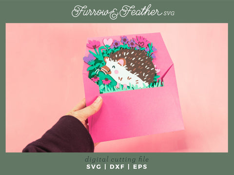 I Quilly Like You - Hedgehog Valentine's Day Card SVG 3D Paper Furrow and Feather SVG 