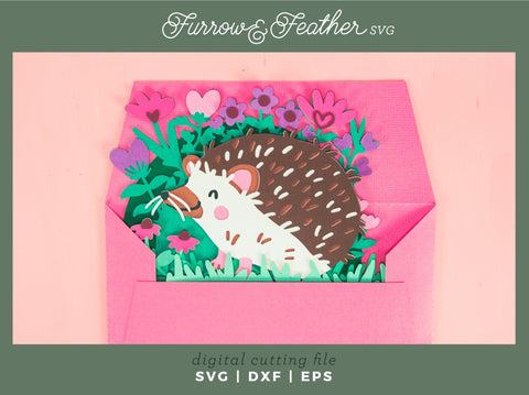 I Quilly Like You - Hedgehog Valentine's Day Card SVG 3D Paper Furrow and Feather SVG 