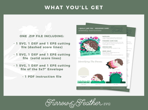 I Quilly Like You - Hedgehog Valentine's Day Card SVG 3D Paper Furrow and Feather SVG 