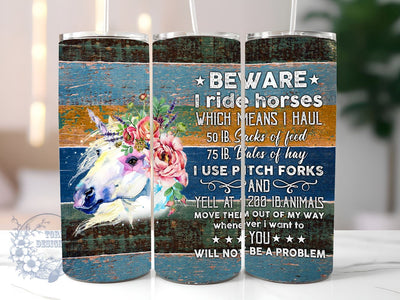 I Ride Horses 20 oz Skinny Sublimation Tumbler Designs, Cowgirl Tumbler PNG, Straight & Tapered Tumbler Wrap PNG, Instant Digital Download PNG Sublimation ToriDesigns 