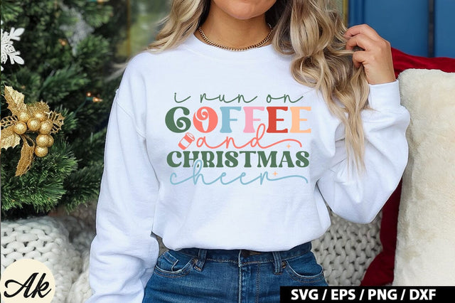 I run on coffee and christmas cheer Retro SVG SVG akazaddesign 